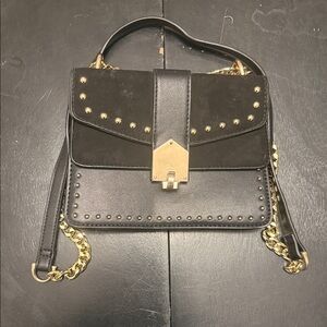 Chic Black and Gold Studded Crossbody Bag